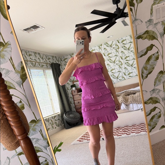 Pink Ruffle Mini Dress - Picture 4 of 4